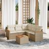 vidaXL Garden Sofa Set Beige PE Rattan Large Adjustable Feet