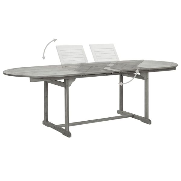 vidaXL Garden Table Grey with a grey wash finish Solid acacia wood