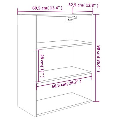 vidaXL Hanging Wall Cabinet Gray Sonoma 27.4"x12.8"x35.4"