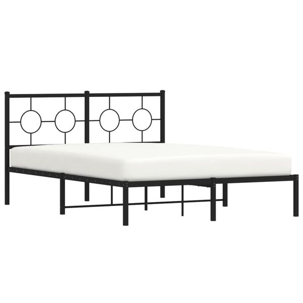 vidaXL Bed Frame Black Powder-Coated Steel Double Bed Frame