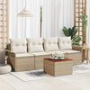 vidaXL Garden Sofa Set with Cushion 5 pcs Beige Poly Rattan