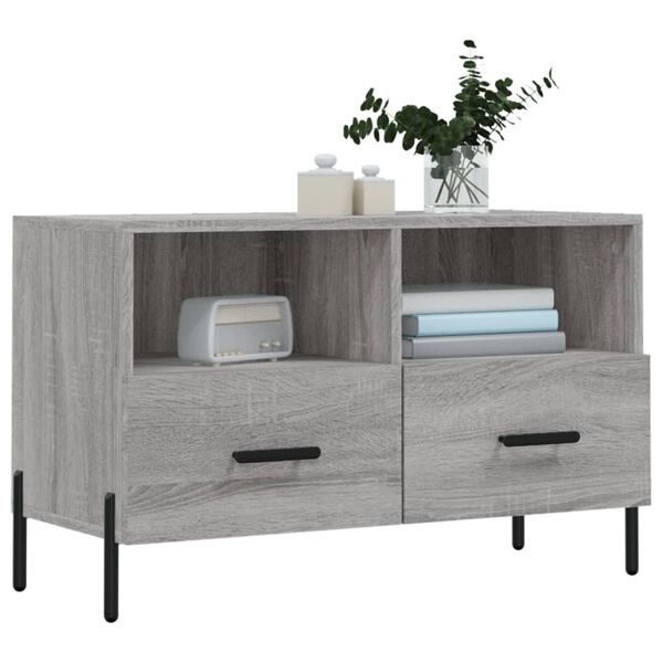 vidaXL TV Cabinet Grey Sonoma Engineered wood, iron Medium Storage
