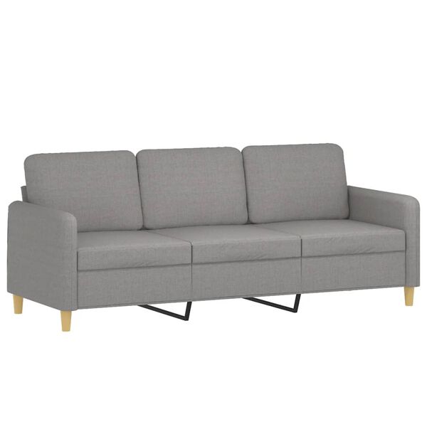 vidaXL 3-Seater Sofa with Pillows&Cushions Light Gray 70.9" Fabric