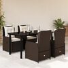 vidaXL 5 Piece Patio Dining Set with Cushions Brown Poly Rattan