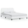 vidaXL Bed Frame with LED without Mattress "Zadar" White 53.9"x74.8"