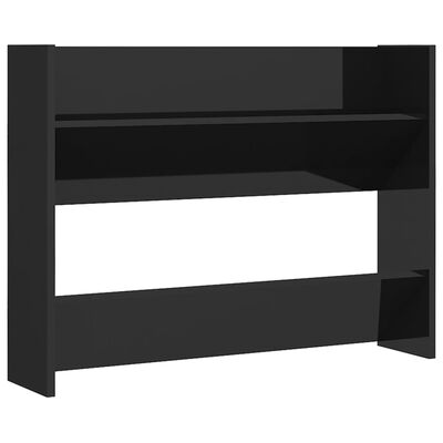 vidaXL Wall Shoe Cabinets 2 pcs High Gloss Black 31.5"x7.1"x23.6" Engineered Wood