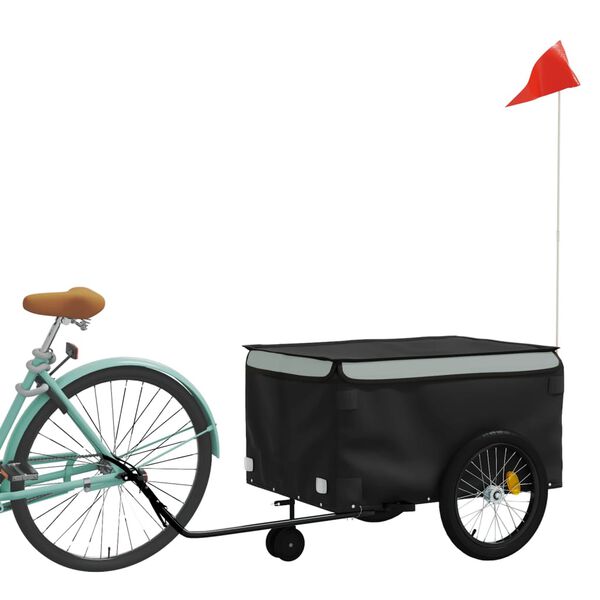 vidaXL Bike Trailer Black and Gray 99.2 lb Iron