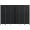 vidaXL Room Divider 6 Panels Black Poly Rattan