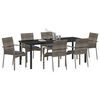 vidaXL Garden Dining Set with Cushion 7 pcs Grey Poly Rattan