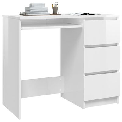 vidaXL Desk High Gloss White 35.4"x17.7"x29.9" Engineered Wood