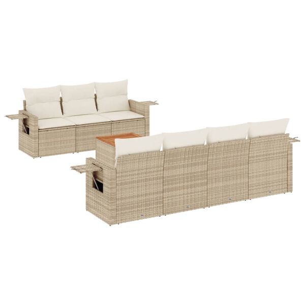 vidaXL Garden Sofa Set Beige, Cream white