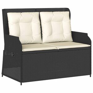 vidaXL Garden Bench with Cushion Black Poly rattan