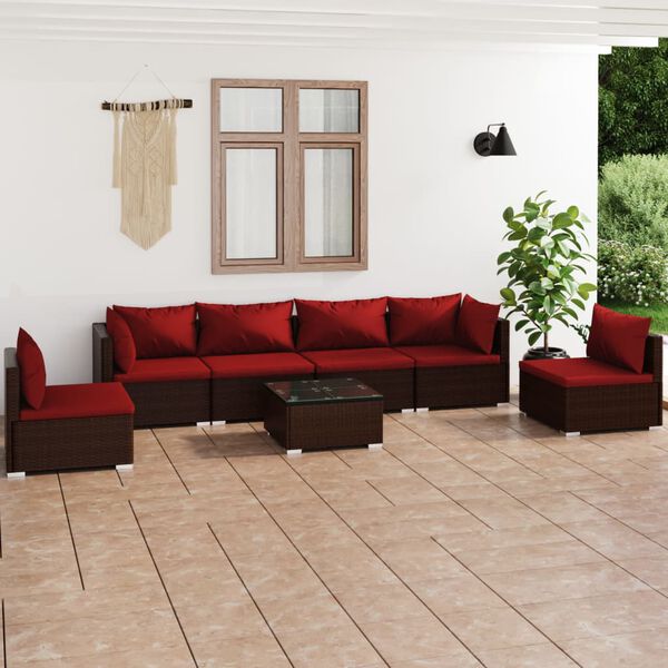 vidaXL Garden Lounge Set Brown, Cinnamon Red