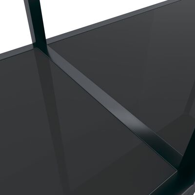vidaXL Console Table Black 86.6"x13.8"x29.7" Tempered Glass