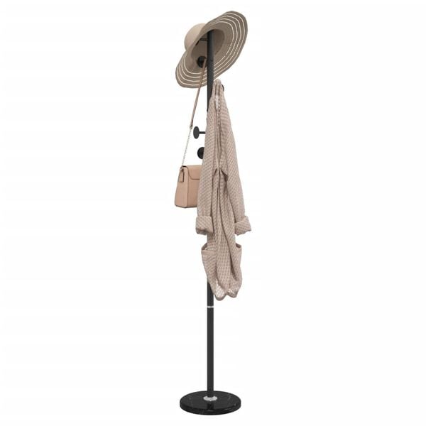 vidaXL Coat Stand Black Powder-coated iron, marble 69.3 in tall Durable