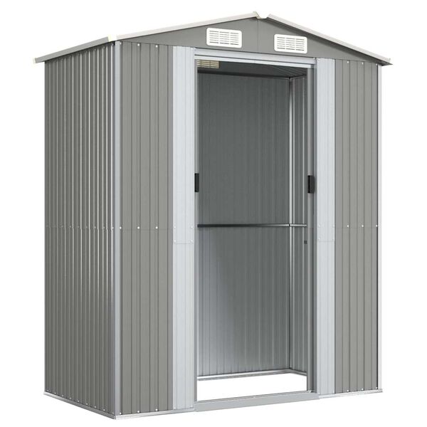 vidaXL Garden Shed Light gray Galvanized steel Large Garden Shed