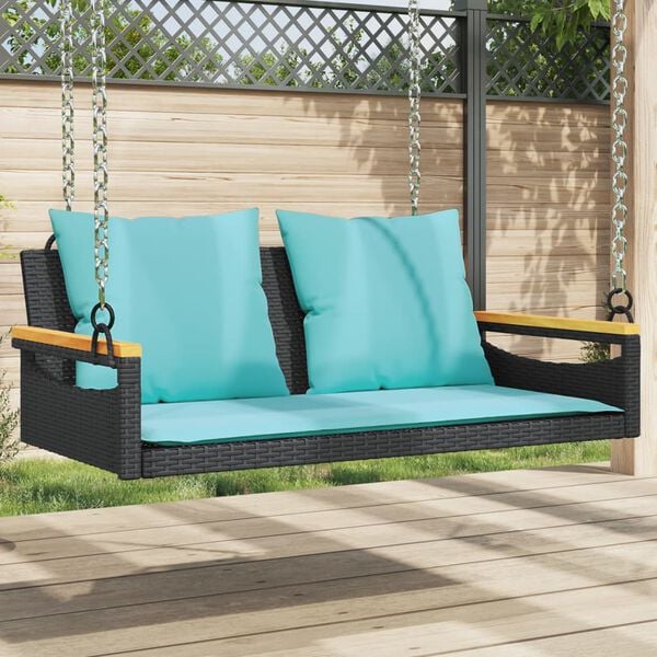 vidaXL Patio Swing Bench Black and Blue