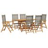 vidaXL Garden Dining Set 7 pcs Gray Solid acacia wood and poly rattan