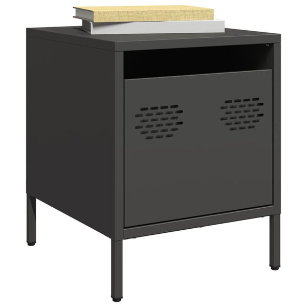 vidaXL Bedside Cabinet Black Cold-rolled steel Compact Bedside Cabinet