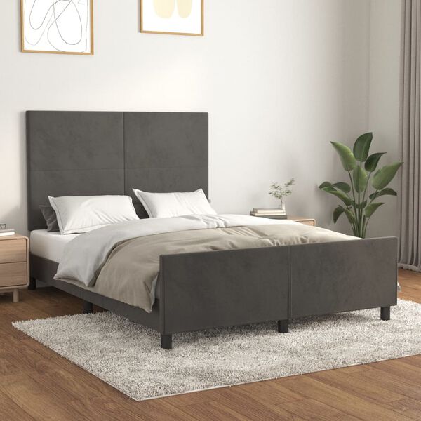 vidaXL Bed Frame without Mattress Dark Gray 53.9"x74.8" Full Velvet