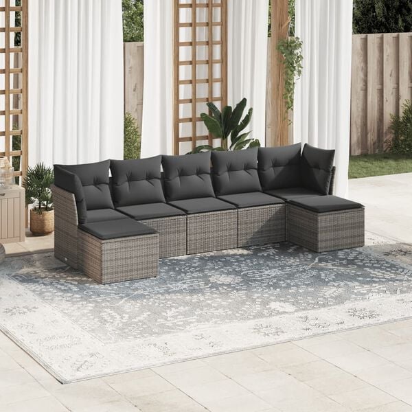 vidaXL Garden Sofa Set Grey Poly Rattan Large Modular Garden Sofa Set