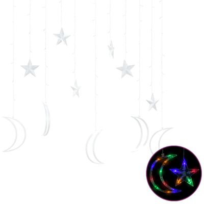 vidaXL Star and Moon Fairy Lights Remote Control 138 LED Colorful