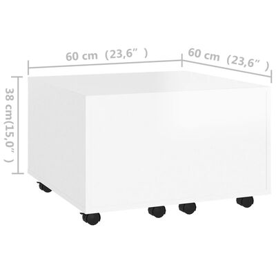 vidaXL Coffee Table White 23.6"x23.6"x15" Chipboard