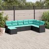 vidaXL Patio Sofa Set Black, Blue Poly Rattan, Polyester, Steel 8 Piece