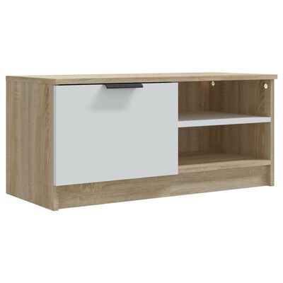 vidaXL TV Cabinets 2 pcs White&Sonoma Oak 31.5"x13.8"x14.4" Engineered Wood