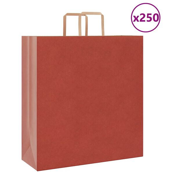 vidaXL Paper Bags 250 pcs with Handles Red 45x17x48 cm
