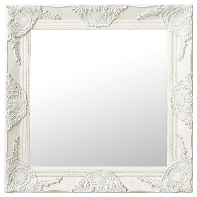 vidaXL Wall Mirror Baroque Style 19.7"x19.7" White