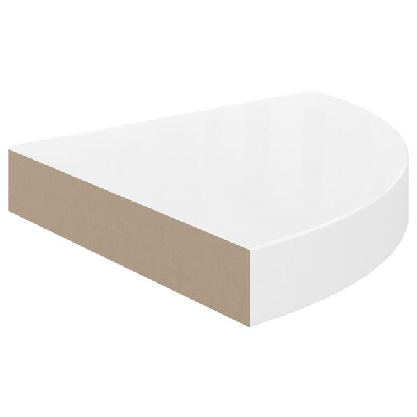 vidaXL Corner Shelf Set of 2 High gloss white Honeycomb MDF, metal