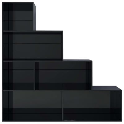 vidaXL Book Cabinet/Room Divider High Gloss Black 61"x9.4"x63" Engineered Wood