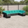 vidaXL Patio Sofa Set Black PE rattan, Powder-coated steel, 100% polyester
