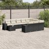 vidaXL Garden Sofa Set Black PE rattan Large UV-resistant