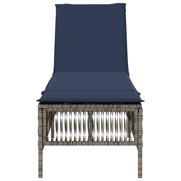 vidaXL Patio Sun Lounger Grey PE rattan Large Multi-Position Backrest