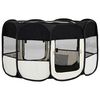 vidaXL Dog Playpen Black and Cream Polyester Foldable Dog Playpen