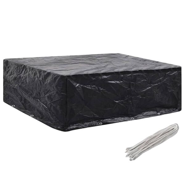 vidaXL Garden Furniture Cover Set of 2 Black Polyethylene Large