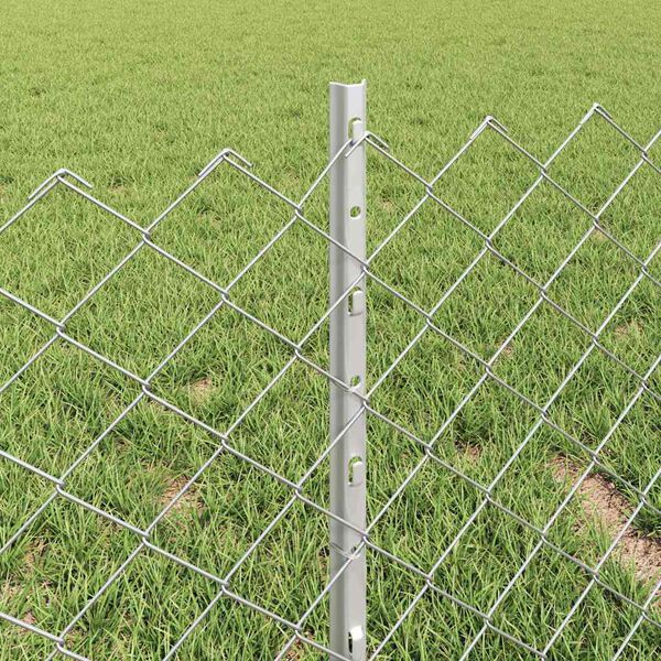 vidaXL Fence with Post Silver 1.31 x 32.81 ft Steel