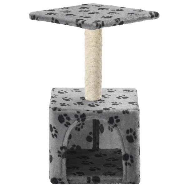vidaXL Cat Tree Grey with black paw prints