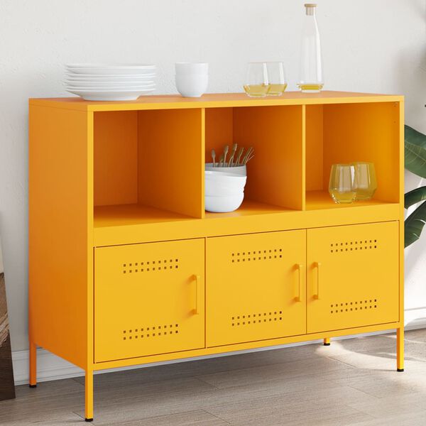 vidaXL Sideboard Mustard Yellow Cold-rolled Steel Standard