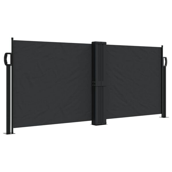 vidaXL Retractable Side Awning Black 100% Polyester with PU coating