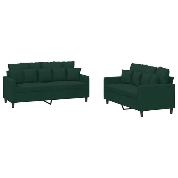 vidaXL Sofa Set Dark Green Velvet, Polyester, Metal, Textilene, Plywood