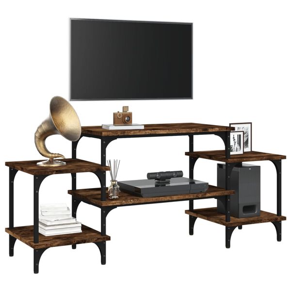 vidaXL TV Cabinet Smoked Oak Engineered Wood, Steel 46.1x13.8x20.5 in