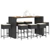vidaXL Garden Bar Set Black PE Rattan 9 Piece Set Removable Covers