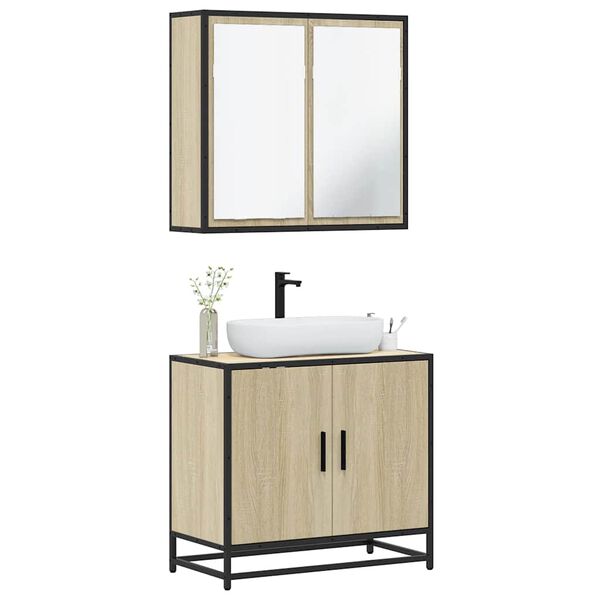 vidaXL Bathroom Furniture Set Sonoma Oak Engineered wood, Metal Standard