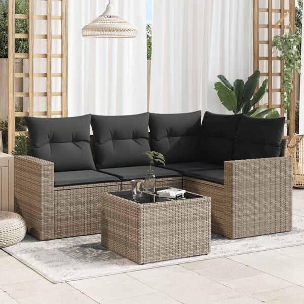 vidaXL Garden Sofa Set Grey PE rattan Large Modular Garden Sofa Set