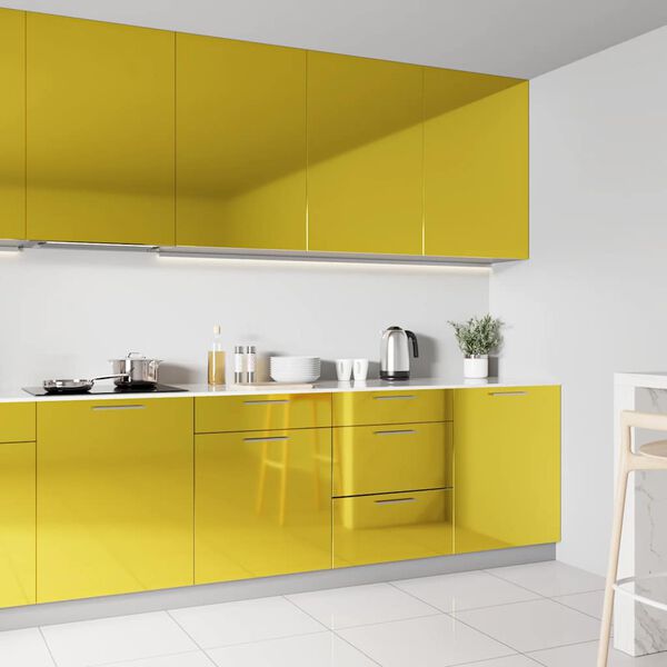 vidaXL Self-adhesive Furniture Film High Gloss Gold 196.9x35.4" PVC