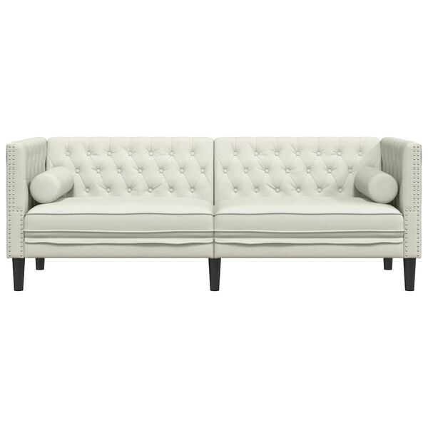 vidaXL Chesterfield Sofa Cream 100% Polyester Velvet, Plywood, Solid Wood
