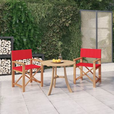 vidaXL Director's Chairs 2 pcs Solid Teak Wood Red